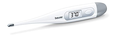 Beurer FT09 Termometro Digital y Corporal, Resistente al Agua, pantalla LCD con rango de medición +/- 0.1 ºC, señal acústica, sin Mercurio, sin Cristal, Color Blanco