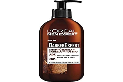 L'Oréal Paris Men Expert - Barber Club Champú 3 en 1 para barba, cabello y rostro, 400 ml (2 unidades de 200ml c/u)