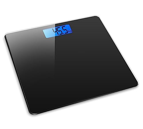 Báscula electrónica digital para baño de control de peso con retroiluminación, peso máximo de 180 kg, color negro