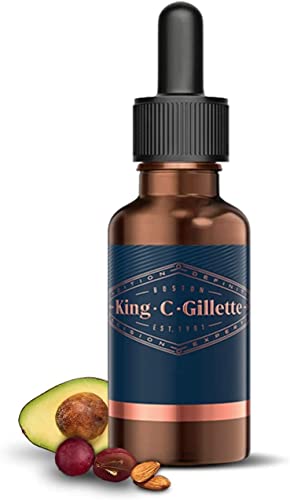 King C. Gillette Aceite Barba Hombre con Aceites de Origen Vegetal de Argán, Jojoba, Aguacate, Semillas de Macadamia y Almendra, 30 ml