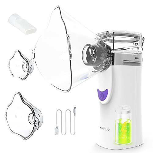 Ynpuz Nebulizador Portatil Inhalador, Recargable, Inhaladores para Niños y Adultos, nebulizador de malla silencioso de tamaño bolsillo (A-White)