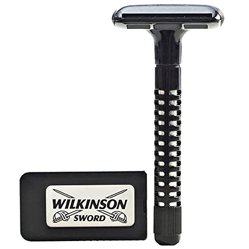 Wilkinson Sword Classic - Set Vintage: Máquina de Afeitado Clásico Masculino + 5 Hojas de Afeitar de Doble Filo - Afeitado Apurado y de Máxima Precisión