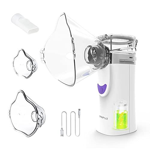 Ynpuz Nebulizador Portatil Inhalador, Recargable, Inhaladores para Niños y Adultos, nebulizador de malla silencioso de tamaño bolsillo (A-Blanco)