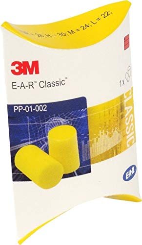 3M EAR Classic- Tapones pequeños para oídos, color amarillo, bloqueo de sonido hasta 28 dB, empaquetados por pares, 50 pares, protector auditivo Wadle-shop