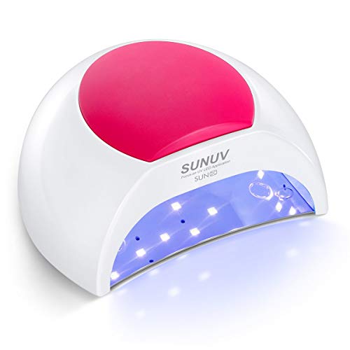 SUNUV Profesional LED UV Lampara Secadora Uñas de Gel, Blanca, Curado Luz en 4 modos para tiempo 10s, 30s, 60s y 90s