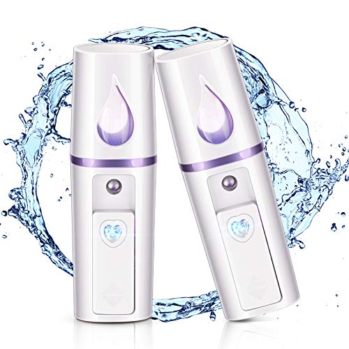 2 Pulverizadores de Cara de Nano Mini Vaporizador de Vapor de Cara Portátil Rociador de Niebla Práctico con Espejo Diseño Hidratante e Hidratante para Cuidado de Piel, Maquillaje (Blanco)